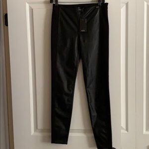 Paneled Faux Leather Skinny Black Pants
